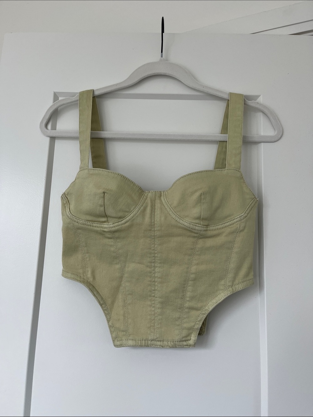 Zara Pale Olive Structured Bustier Top